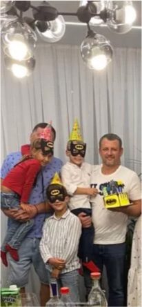 family with cake